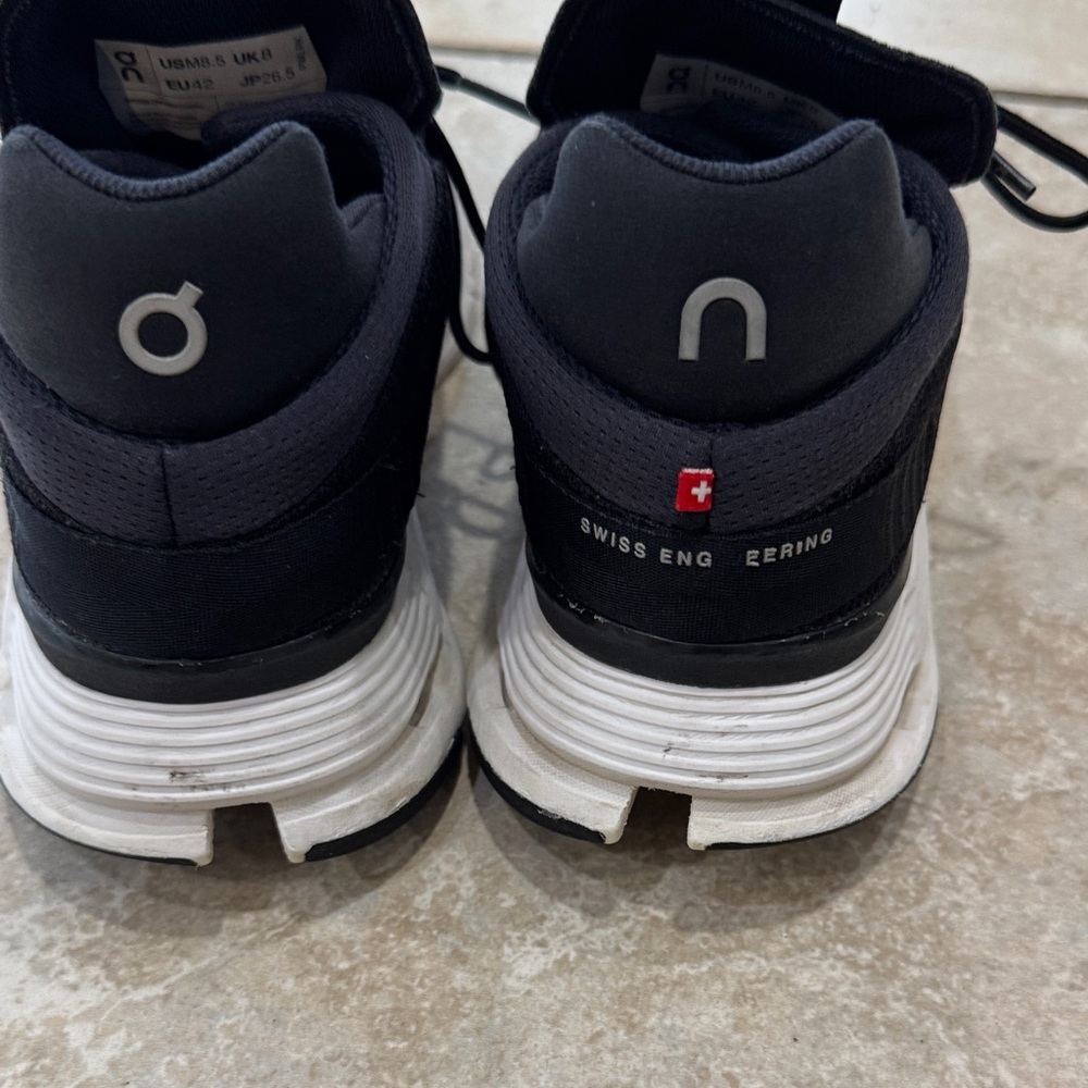 On Cloud Nova Running Men's Black and White Sneakers - Picture 6 of 8